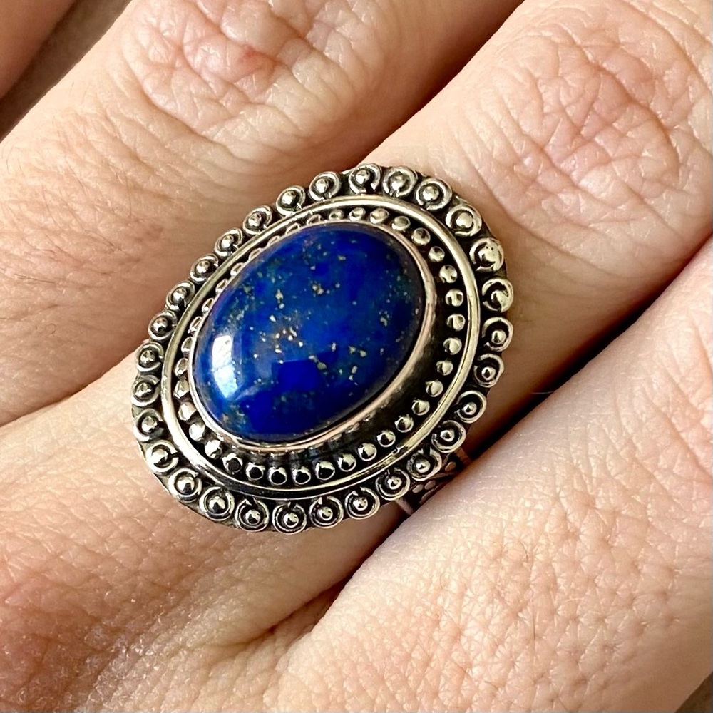 Sterling Silver Blue Lapis Lazuli Ring Size 7